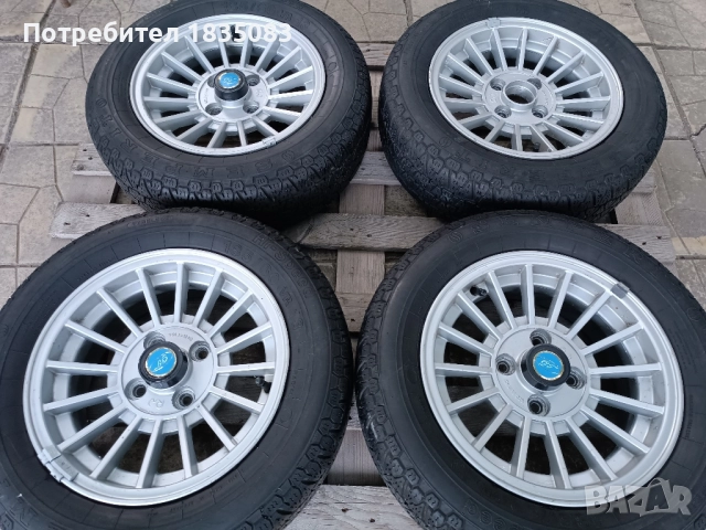 Ретро джанти 13ки 4х100 + гуми 185/60/13 Semperit, снимка 2 - Гуми и джанти - 51552227