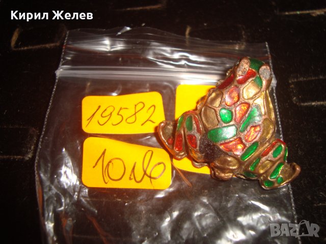 МИНИАТЮРНА БРОНЗОВА МЕДНА ПОЗЛАТЕНА ЕМАЙЛИРАНА ЖАБКА СТАТУЕТКА 19582, снимка 4 - Колекции - 33395615