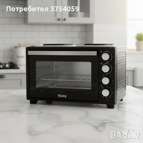 Готварска печка Voltz с фурна и 2 котлона 3200W, компактна електрическа печка за кухня, снимка 4 - Печки, фурни - 53078786