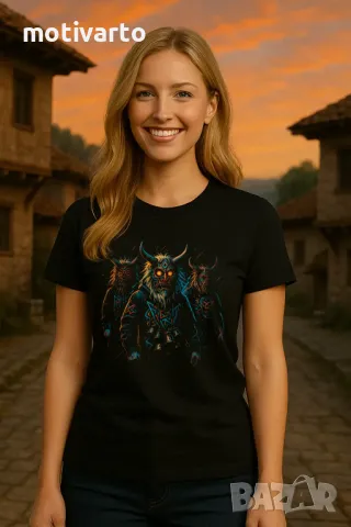 Mодерна патриотична тениска с кукери, снимка 2 - Тениски - 50164487