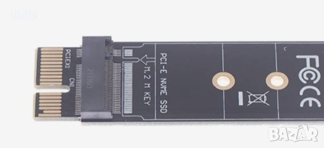 PCIE към M2 адаптер NVMe SSD M2 PCIE X1 Raiser PCI-E PCI Express M Key Connector, снимка 3 - Кабели и адаптери - 43383219