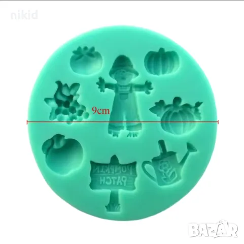 Хелоуин плашило фермер тиква силиконов молд форма фондан шоколад торта украса, снимка 4 - Форми - 17197622