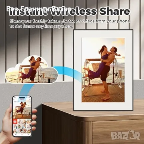 Нова Смарт дигитална рамка Frameo 10.1" HD, авто-ротация, WiFi за снимки, снимка 3 - Друга електроника - 49409545