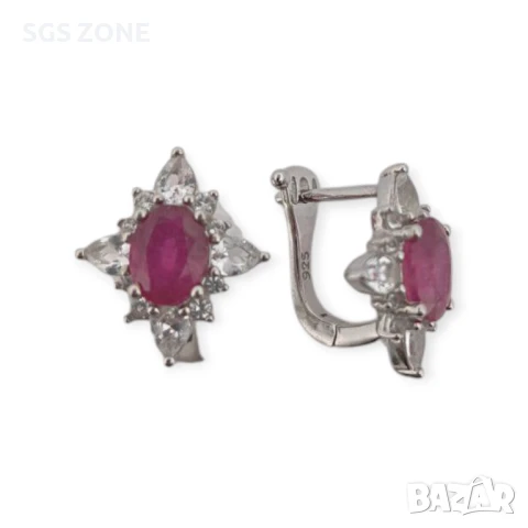 СРЕБЪРНИ ОБЕЦИ СЪС САПФИР, РУБИНИ ИЛИ ИЗУМРУД , снимка 2 - Обеци - 51104047