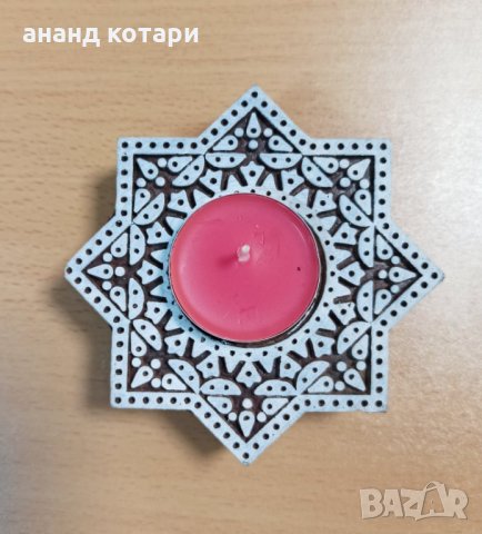 Дървен свещник - печат Ръчно изработен, снимка 2 - Други - 35507611