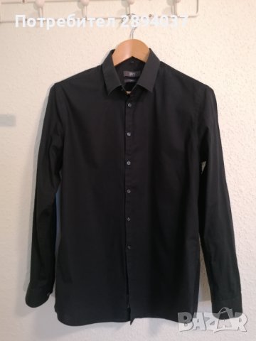Елегантна черна мъжка риза Jake,s collection super slim 41/42, снимка 1 - Ризи - 43725300