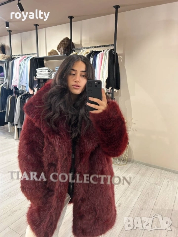 Червено Дамско Палто , снимка 3 - Палта, манта - 52885250