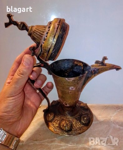 Старо джезве кафейник с тугри,ибрик, снимка 2 - Антикварни и старинни предмети - 38095984