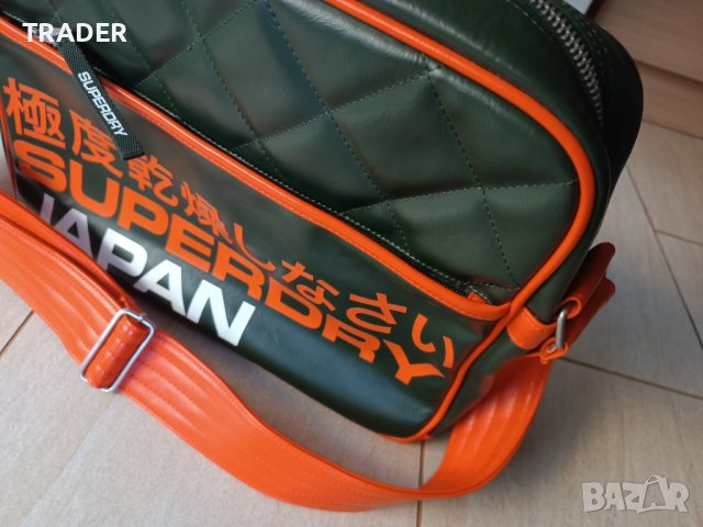 Оранжева зелена чанта с дълга дръжка и акцент от Superdry super dry JPN, снимка 4 - Чанти - 40815832