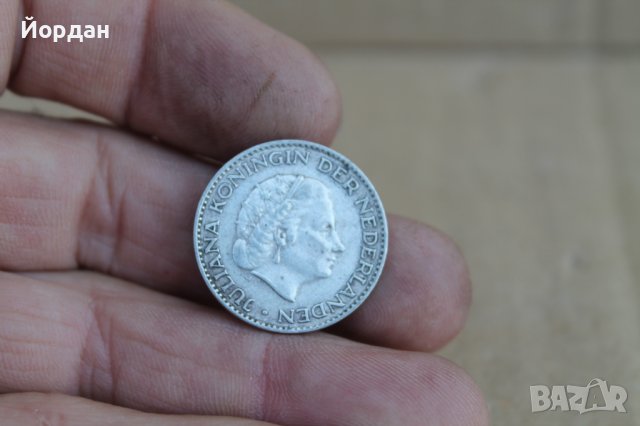 Монета 1 Гулден Холандия 1955г, снимка 3 - Нумизматика и бонистика - 37381495