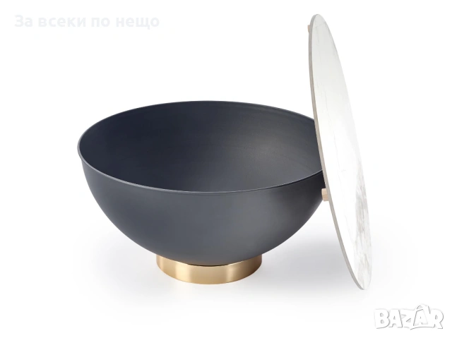 Холна маса CECILIA кръгла бял мрамор/сиво/златно Код P1851, снимка 3 - Маси - 53278544