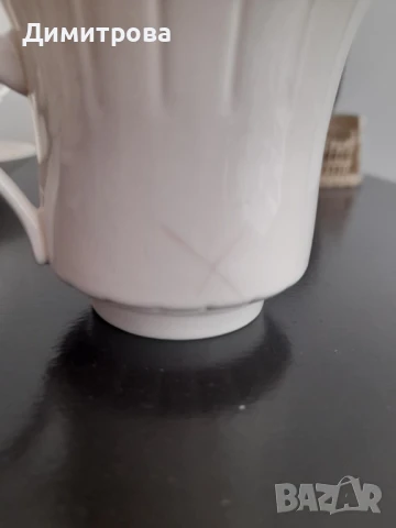 Ретро сервиз за кафе, видински костен порцелан, маркиран, снимка 7 - Антикварни и старинни предмети - 50908197