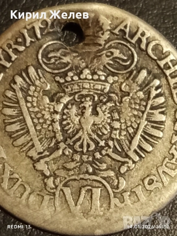 Сребърна монета 6 кройцера 1724г. Карл шести Австрия за КОЛЕКЦИЯ 53001, снимка 6 - Нумизматика и бонистика - 53097531