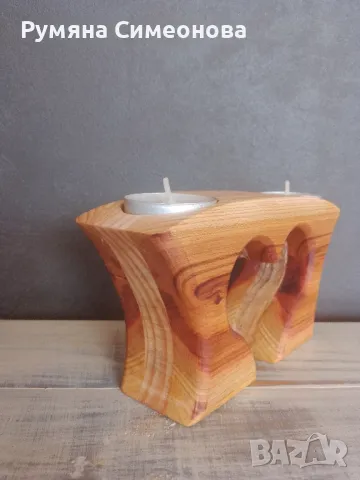 Дървен свещник , снимка 4 - Декорация за дома - 48754010