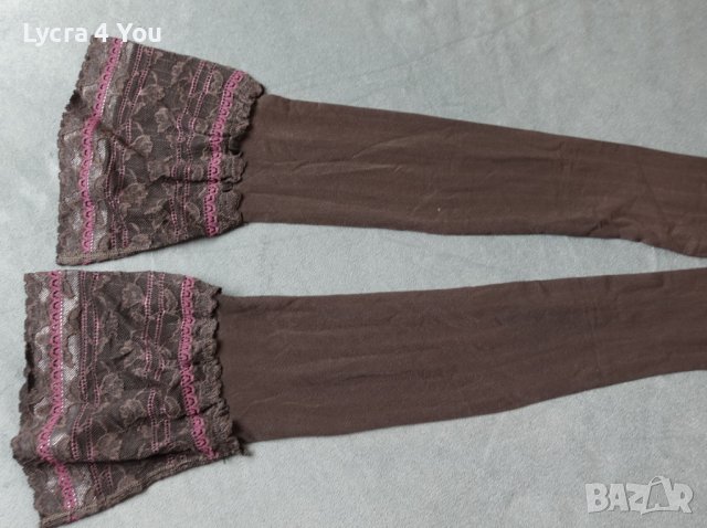 Поръчани -М/L нови силиконови чорапи в кафяво с богата дантела