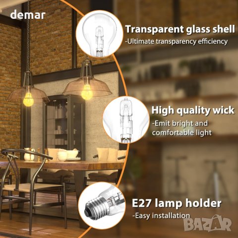 Lustaled Халогенна крушка E27, 42W 650LM 2700K - 3 бр., снимка 4 - Крушки - 43941708