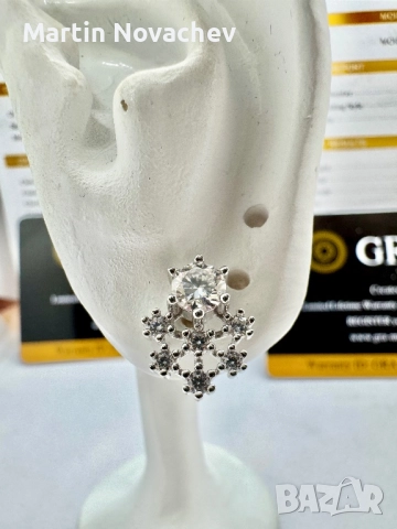Сребърни обеци с мойсанит (Диамант) 0.5 карата, снимка 11 - Обеци - 52642209