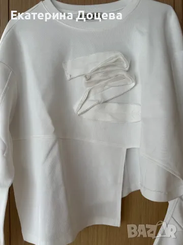 Бяла памучна блуза Фетиш, снимка 2 - Блузи с дълъг ръкав и пуловери - 49693673