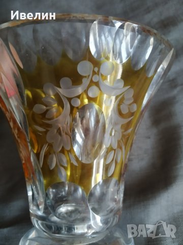кристална ваза бохемия арт деко, снимка 5 - Антикварни и старинни предмети - 32498396