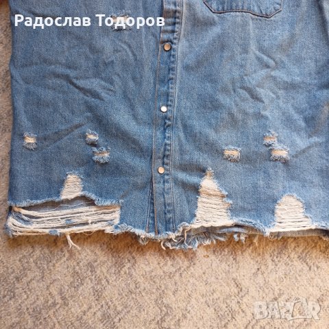 Синя мъжка дънкова риза  "H-M", снимка 5 - Ризи - 38624159