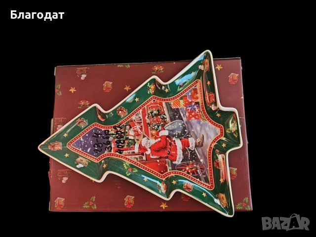 Коледна стъклена чиния Елха, снимка 2 - Декорация за дома - 52468662