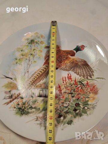 френска декоративна порцеланова чиния с фазан 8/1, снимка 5 - Декорация за дома - 49913663