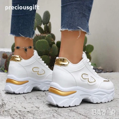 Дамски сникърси, налични в златист и сребрист цвят, снимка 2 - Маратонки - 51388036