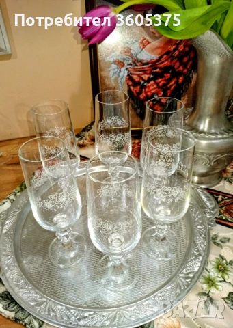 Кристален сервиз от Бохемия Чехословакия , снимка 5 - Чаши - 53434050