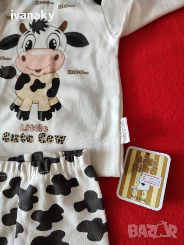 Намалено от 36лв Бебешки комплект от 3 части, боди ританки, шапка Крава, снимка 6 - Комплекти за бебе - 43844369