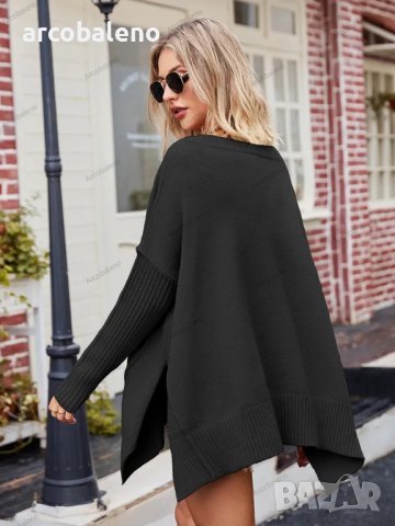 Дамски моден с голям размер секси пуловер с V-образно деколте, 5цвята , снимка 12 - Блузи с дълъг ръкав и пуловери - 43204735