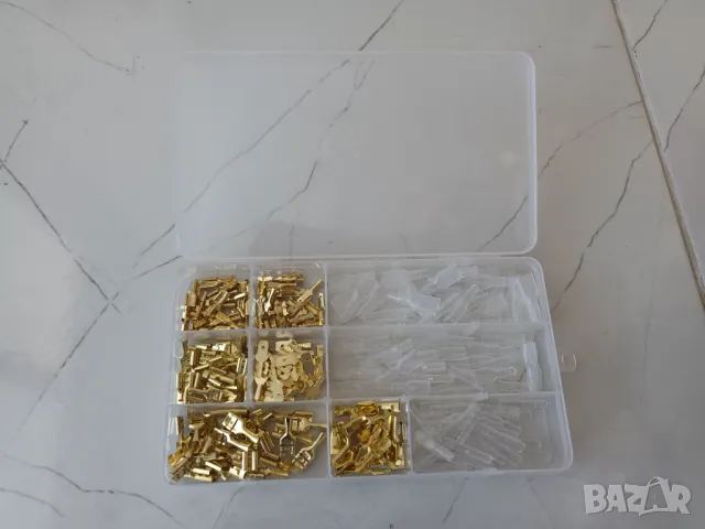 Кримпвани клеми 2,8/4,8/6,3мм, присъединителни лопаткови клеми м/ж, кабелни обувки, снимка 2 - Аксесоари и консумативи - 48614747