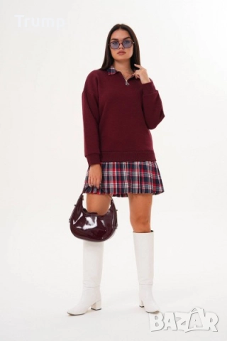 Рокля - туника , градски шик, мека и топла  каре, снимка 4 - Рокли - 51840611