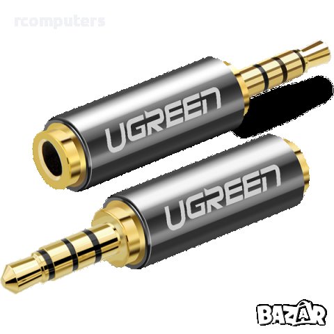 Преходник Ugreen  3.5mm audio adapter (male)-6.35MM JACK (female) Grey