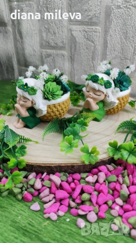 Ангелчета в зелен цвят!!, снимка 3 - Декорация за дома - 51459163