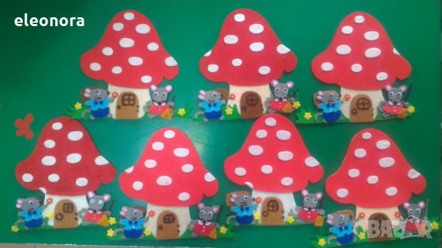 Ръчно изработени гъбки с мишчици от филц, снимка 2 - Други - 27867269