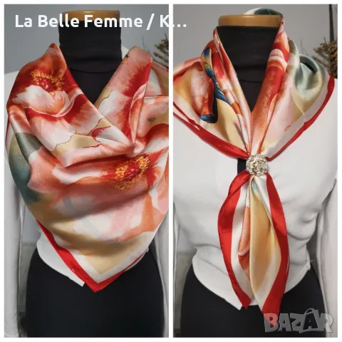 Дамско фишу с размер 70/70 см. , снимка 4 - Шалове - 49119577