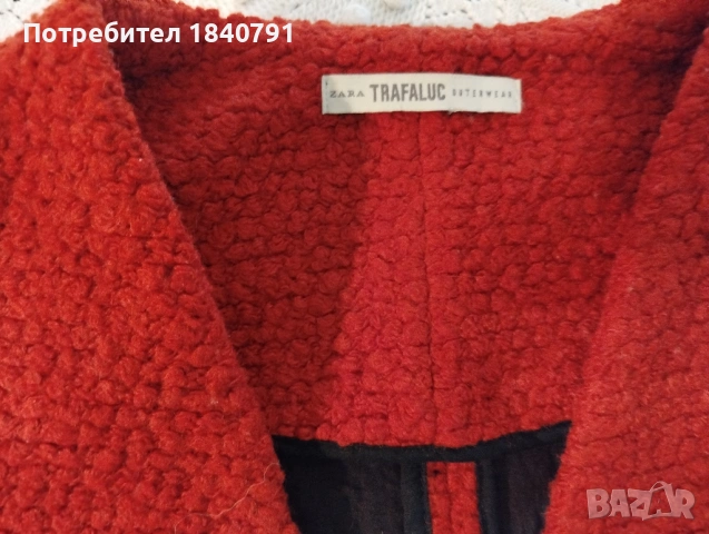 Червено палто ZARA Trafaluc – размер L – XL, снимка 6 - Палта, манта - 53494640