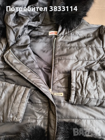 Дамско яке черен шушляк с естествен косъм, снимка 2 - Якета - 53172436