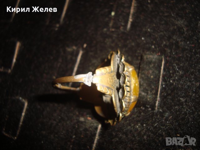 СТАРИНЕН ЮВЕЛИРНА РЪЧНА МАЙСТОРСКА ИЗРАБОТКА АРТ-ДЕКО БРОНЗОВ ПРЪСТЕН с ЖЪЛТ КАТАЛИН 21631, снимка 9 - Антикварни и старинни предмети - 32552868