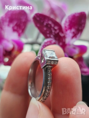 Нов красив сребърен пръстен с циркони