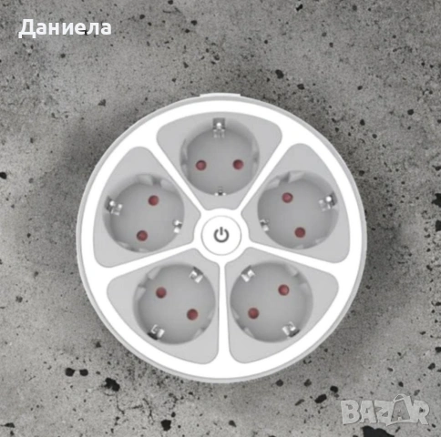 Кръгъл разклонител Muhler с ключ 5 гнезда, 1,5 метра, снимка 3 - Други стоки за дома - 53201108