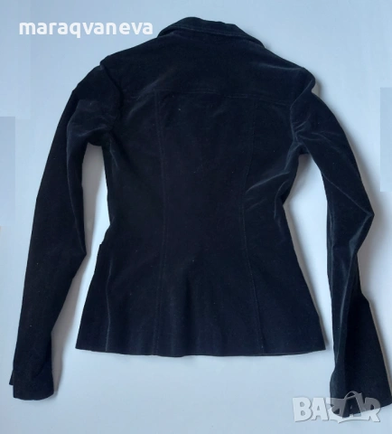 Вталено сако, черно кадифе, размер XS, снимка 4 - Сака - 53238274