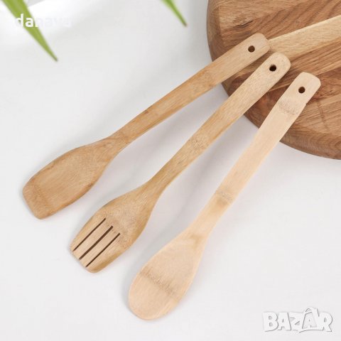 2632 Комплект бамбукови прибори за готвене, 3 броя