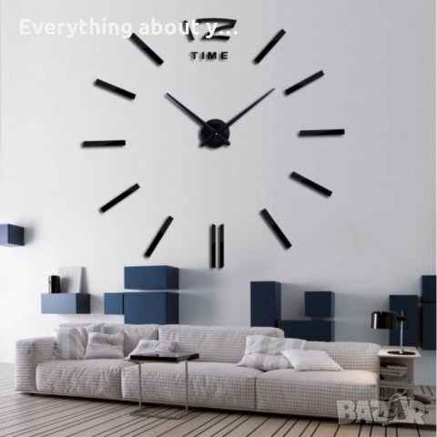 Самозалепващ 3D стенен часовник, снимка 1 - Стенни часовници - 32343395