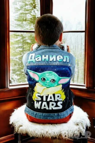 Стилно яке с ръчно рисуван един герой, снимка 3 - Детски якета и елеци - 53298152