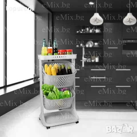 3 ЕТАЖЕН СТЕЛАЖ С КОЛЕЛА 44x33xh81cm, снимка 1