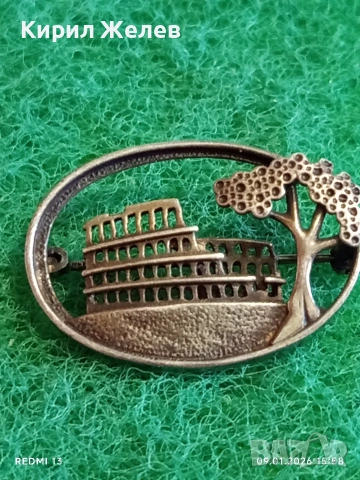Винтидж сребърна брошка Колизеума Рим ювелирна изработка 52617