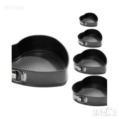 Комплект от 5 броя закопчаващи се тефлонови тави за печене Сърце, снимка 4 - Други - 52898144