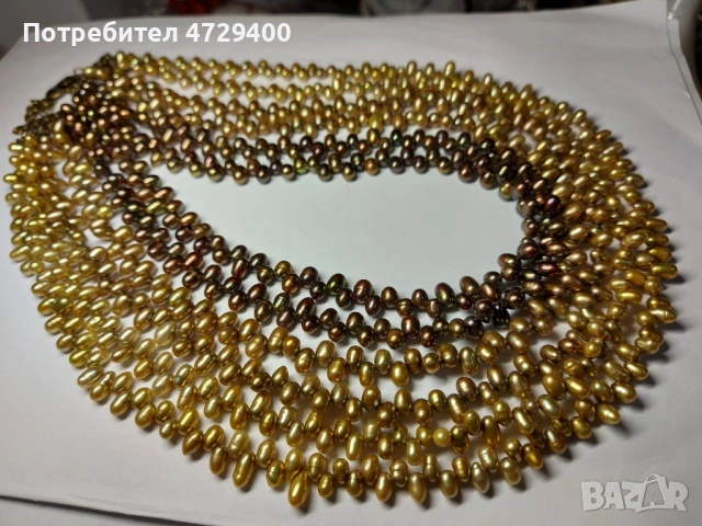 Колиe от естествени перли 6 реда с градиент на цвета