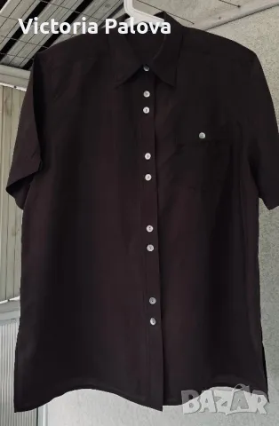 Копринена риза цвят кафе, снимка 6 - Ризи - 49732684